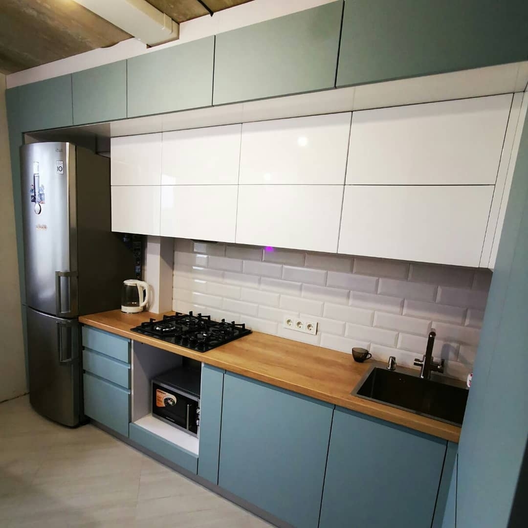 Встроенная кухня-Кухня МДФ в эмали «Модель 624»-фото1
