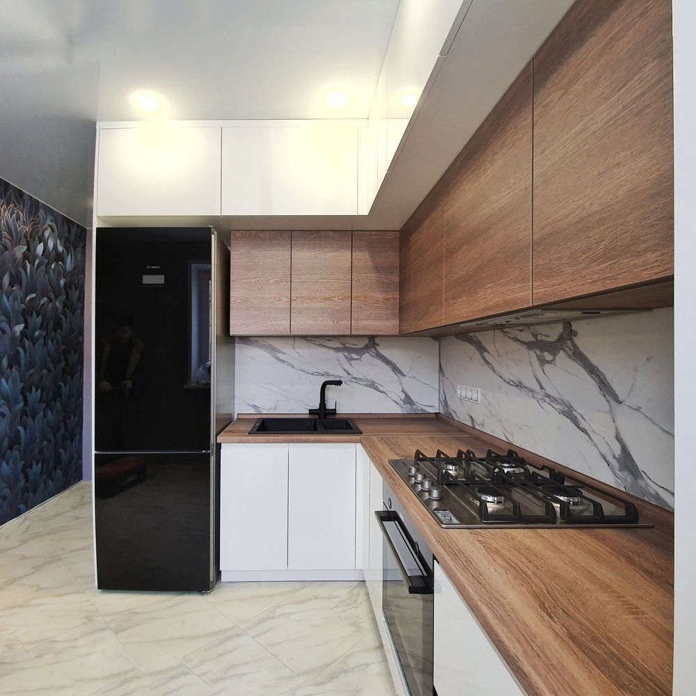Белый кухонный гарнитур-Кухня МДФ в эмали «Модель 529»-фото3